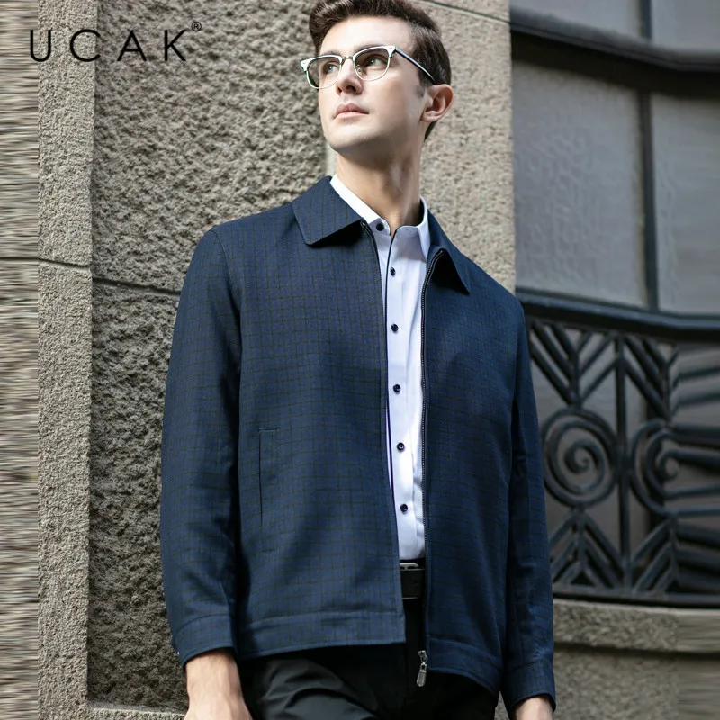 

UCAK Brand Fashion Jackets Men Free Shipping Plaid Tops Casual Chaquetas Hombre New Spring Coat Streetwear Jacket Men U8054