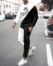 

3D Printed Long Sleeve Mens T Shirts Suit Sets O-Neck Casual Sportswear Fashion Male Oversized Men's Running Suit Two Piece Set