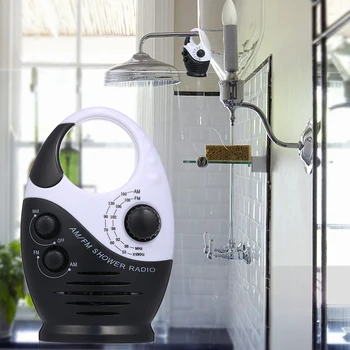 

AM / FM Mini Shower Radio Bathroom Waterproof Radio Hanging Music Radio Built-in Speaker (Not Including Battery)