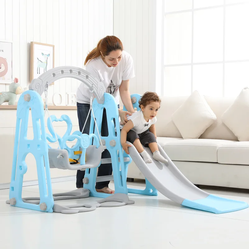 

Children's slide and swing, children's indoor playground for kindergarten, plastic multi-functional slide for children, three in