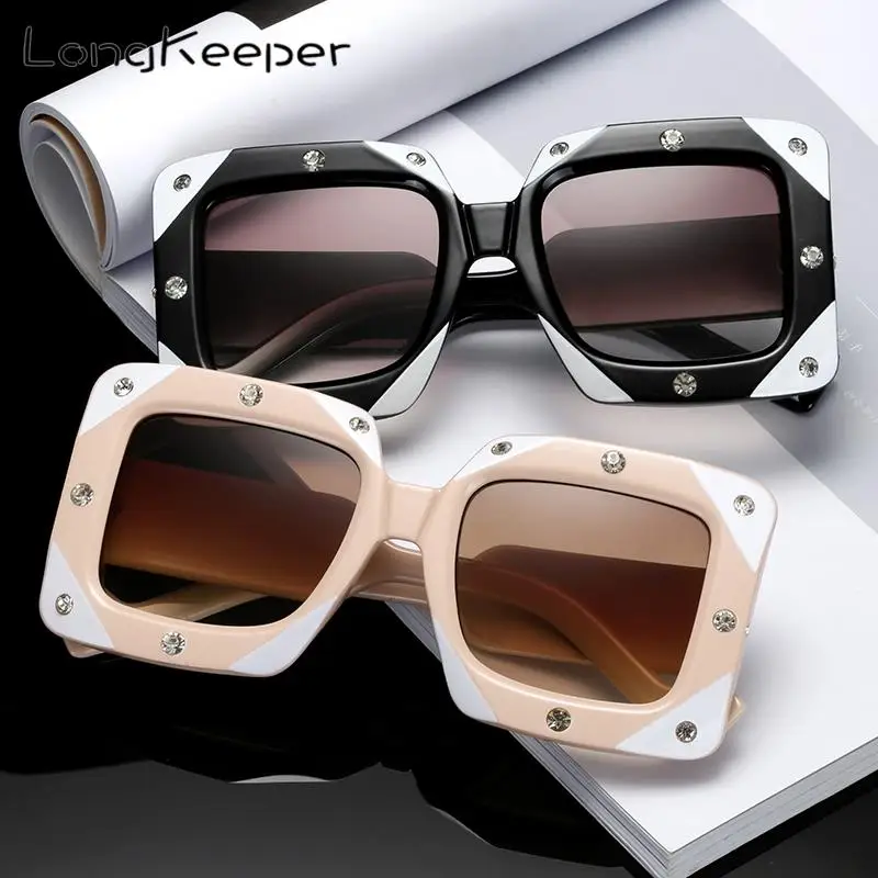 Женские солнцезащитные очки с квадратным бриллиантом LongKeeper 2020 роскошные