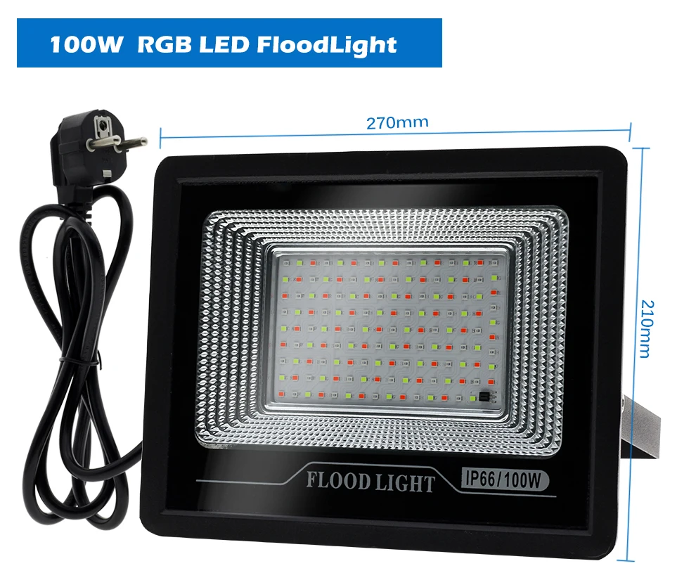 outdoor floodlight RGB LED Flood Light AC 220V 50W 100W Outdoor RGB Floodlight Spotlight IP66 Waterproof LED Street Lamp With Remote Control sensor flood light