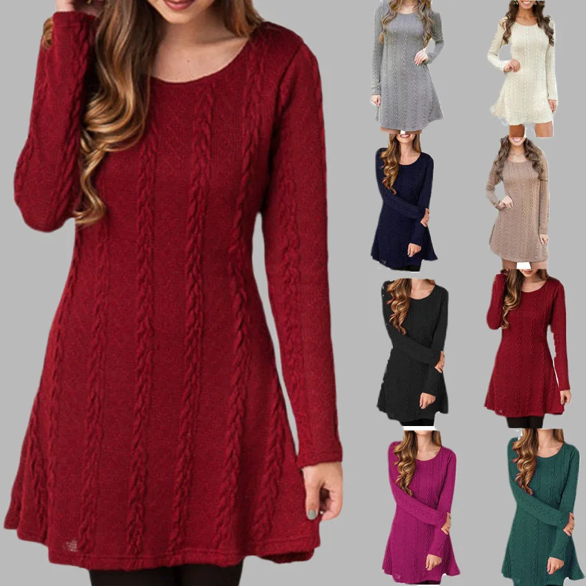Women Knitted Sweater Dress Plus Suze 