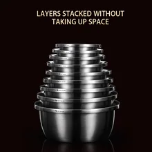 

304 Stainless Steel Mixing Bowls 1.2L-9L Kitchen Thickened Whisking Bowls Set Mixing Bowls For Salad Cooking Baking