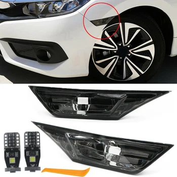 

1 Pair Smoked Front LED Side Marker Lamp Light with LED Bulbs for 2016-2018 Honda Civic