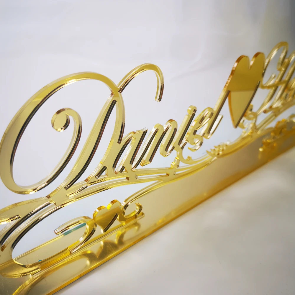 Custom Mirrored Name for Table Decor Acrylic Mirror Tableshow Wedding Decoration on Desktop Personalized Valentines Day Anniversary Decor (2)