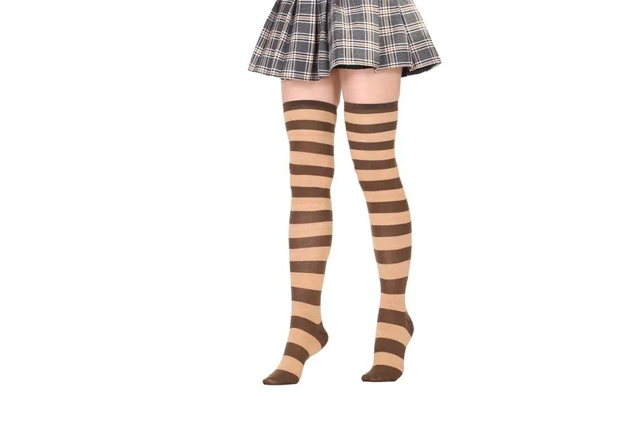 ankle socks women New Striped Stockings Cartoon Cute Uniform Socks Women Sexy Colorful Thigh High Nylon Long Studenr Cosplay Thick Over Knee Socks black ankle socks