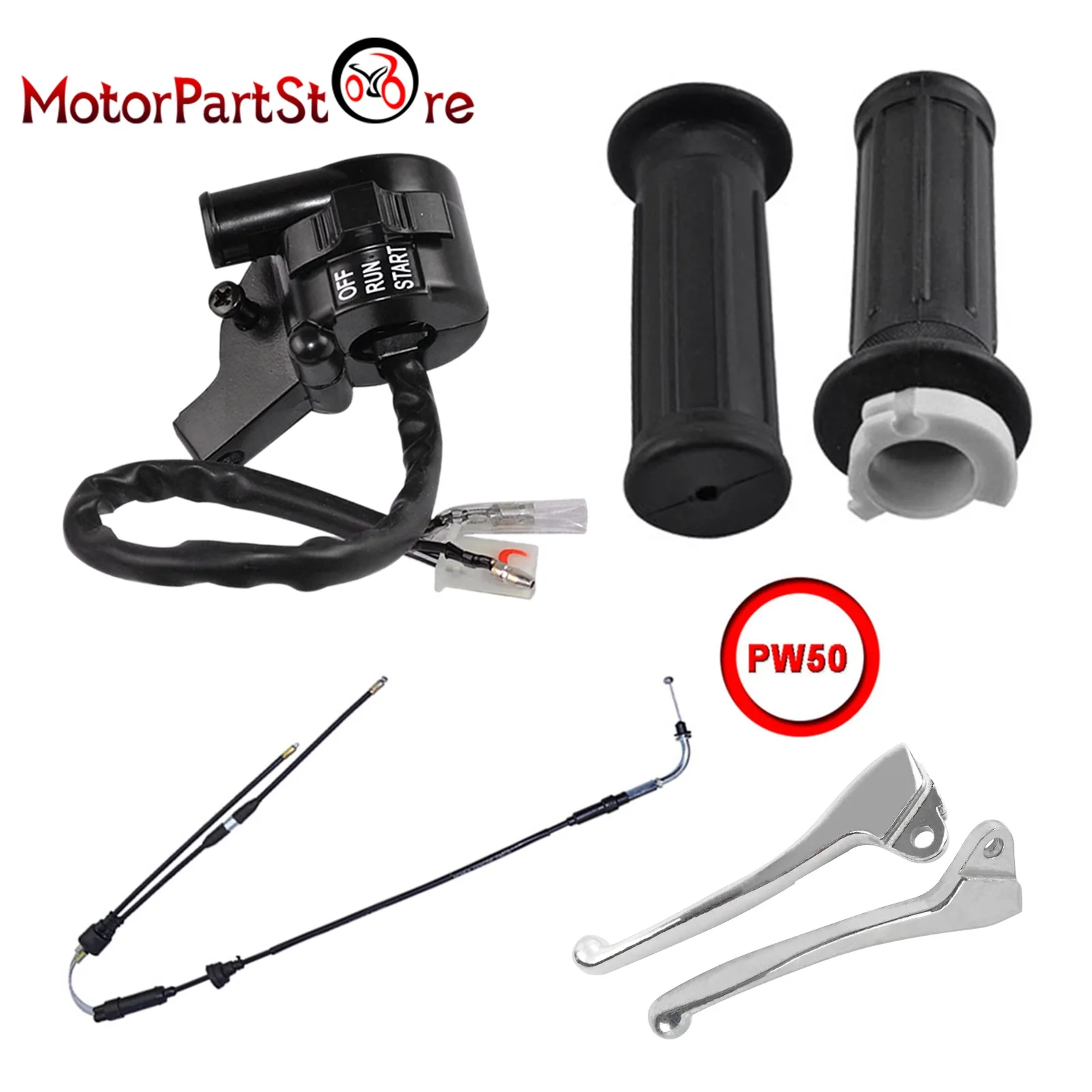 Throttle Cable & Grip Set For Yamaha PW50 YZinger 50 - Complete Handlebar Control Kit