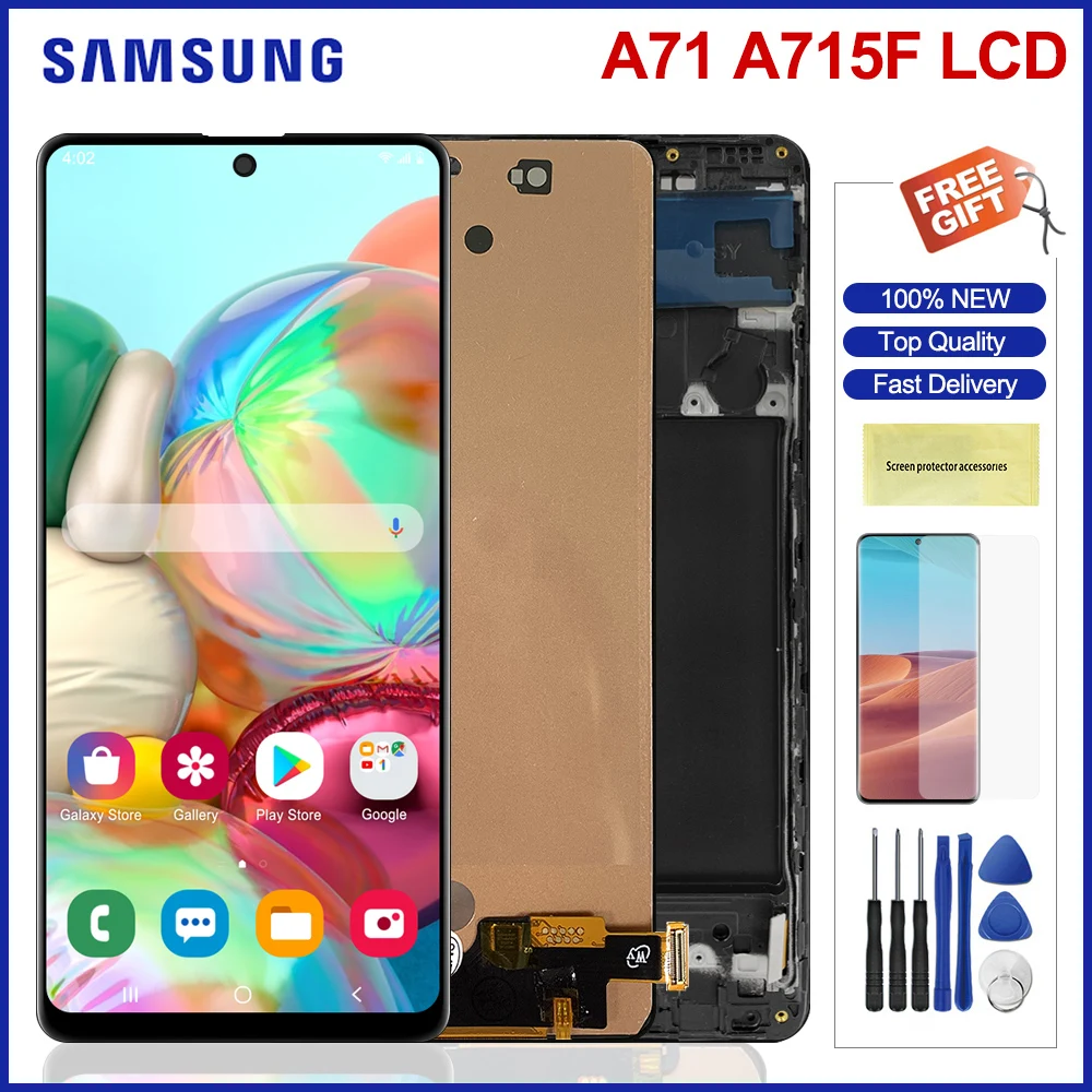 ЖК-дисплей с дигитайзером сенсорного экрана в сборе для Samsung Galaxy A71 6 7 дюйма рамкой