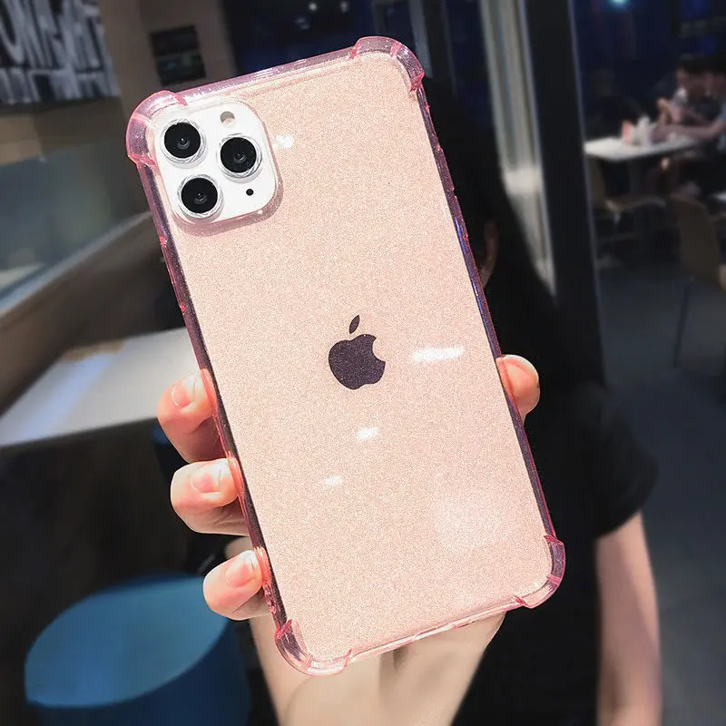 iphone 11 Pro Max  cover Glitter Transparent Shockproof Phone Case For iPhone 13 12 11 Pro Max XR X XS Max 7 8 Plus SE 2020 Soft TPU Shining Back Cover iphone 11 Pro Max clear case