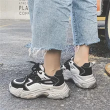 2019 Autumn New Women Chunky Sneakers Retro Doing Old Platform Sneakers Breathable Mesh Oxford Sole Casual Dad Shoes