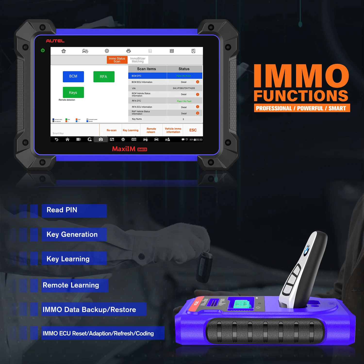 Сканер OBD2 Autel IM608 диагностический сканер OBDII инструмент для двигателя кодирование