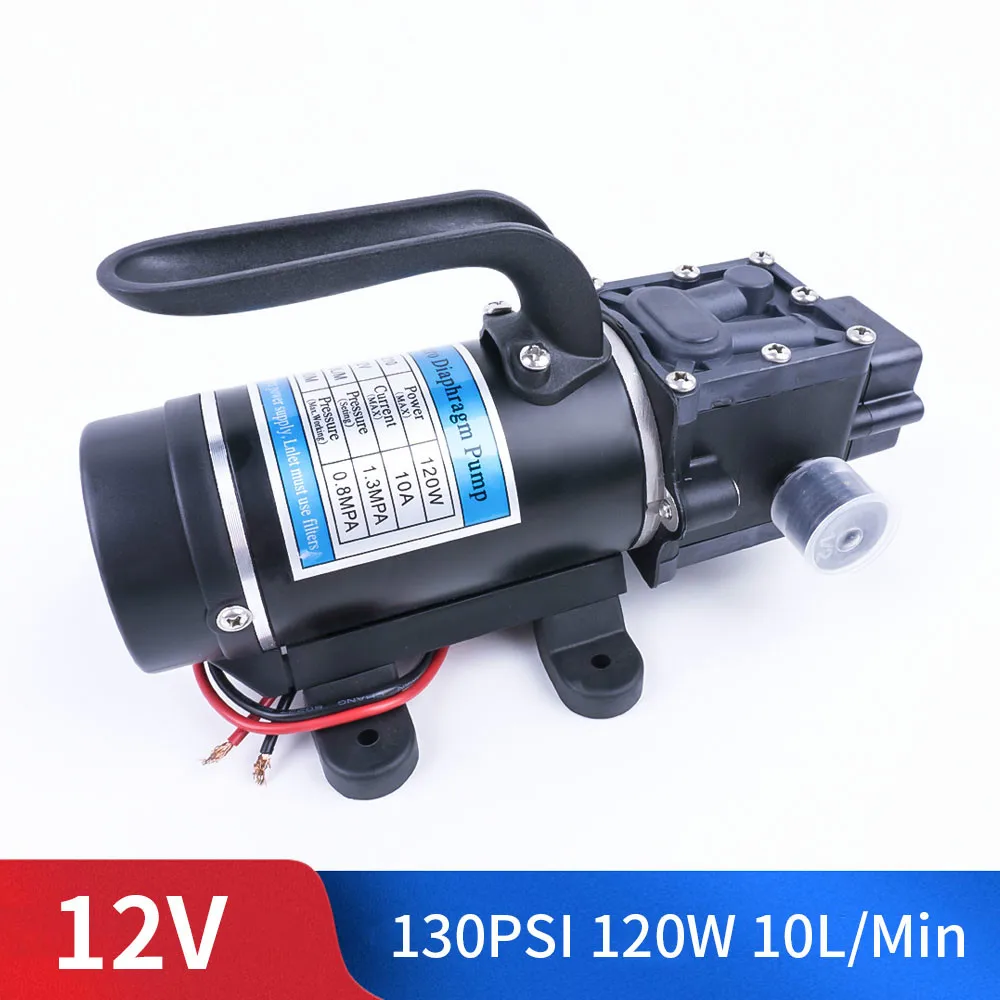 

Electric 12V 120W 130PSI 10L / Min Water Film High Pressure Self-Priming Pump Return Pump Backflow Control For Garden