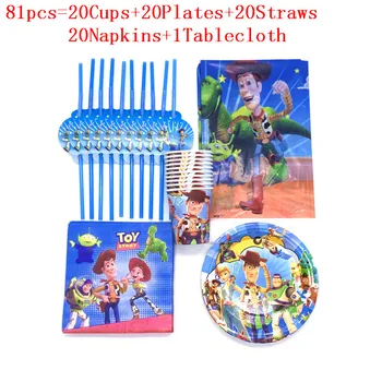 

51Pcs/81Pcs for 10/20 People Toy Story 4 Woody Buzz Lightyear Tableware Set total Children Birthday Party Supplies Decorations