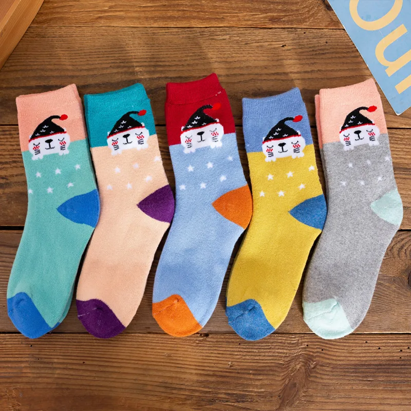 Kids Socks 5 Pairs/Lot Cotton Children Kids Socks for Girls Boys Winter Thicken Wear Solid Color Fashion Sports Casual