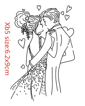 

9x6 Married hug Clear Stamps Metal cutting die Silicone Seals for DIY scrapbooking photo album Card Making