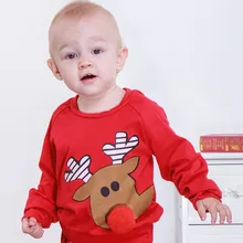 Рождественский пуловер с длинными рукавами и рисунком оленя для маленьких мальчиков и девочек
