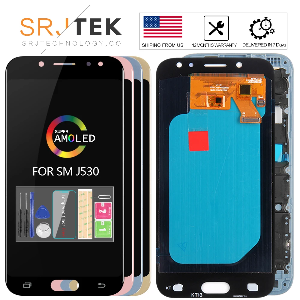 Дешево AMOLED TFT J530F ЖК экран для samsung GALAXY J5 2017 дисплей J530 ЖК SM J530F Дисплей сенсорный дигитайзер стекло J5 2017 ЖК дисплей