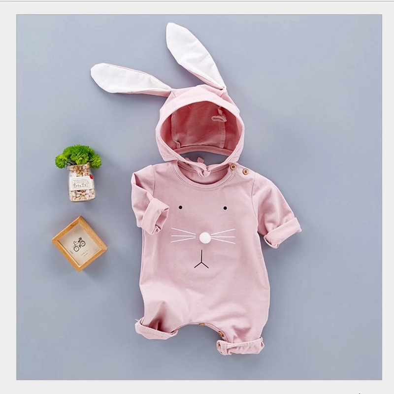 

DAILOU Baby Boy Girl Clothes Jumpsuits Spring Autumn Long Sleeved Cartoon Bodysuits Cute Rabbit Ears Newborn Baby Clothes 2020