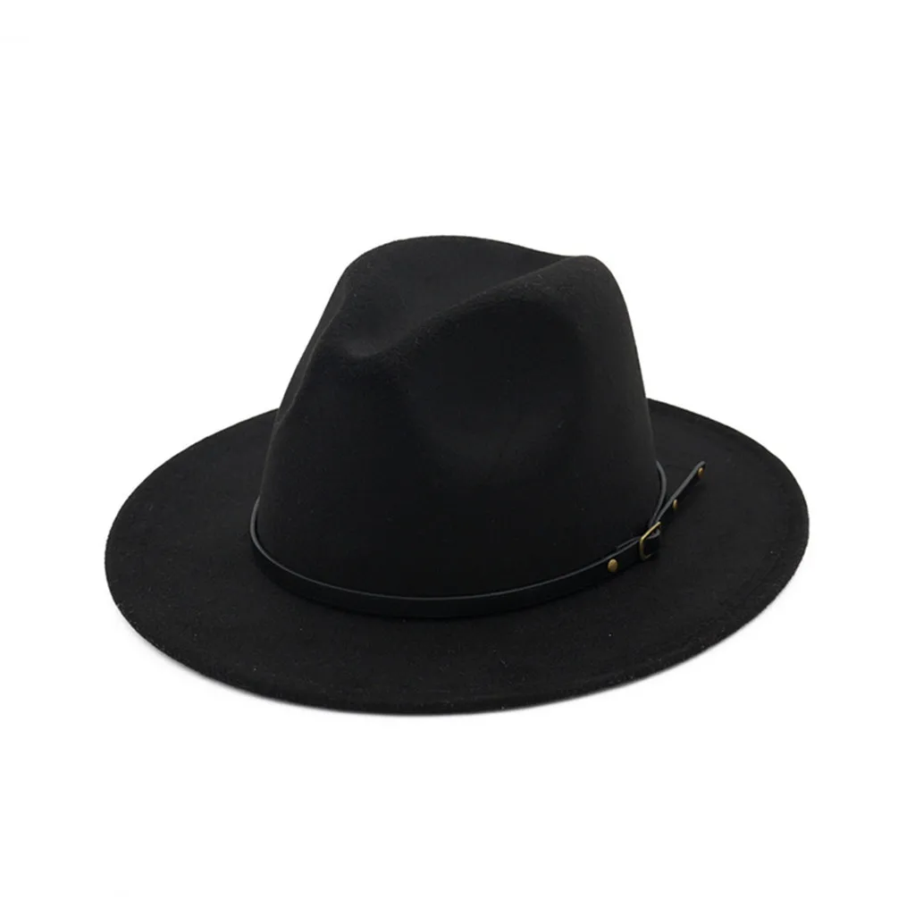 Шляпа для мужчин и женщин, имитация шерсти, войлок, наружная шляпа, Панама, шляпа с широкими полями, Женская пряжка на ремне, Fedoras Chapeau Sombrero Mujer