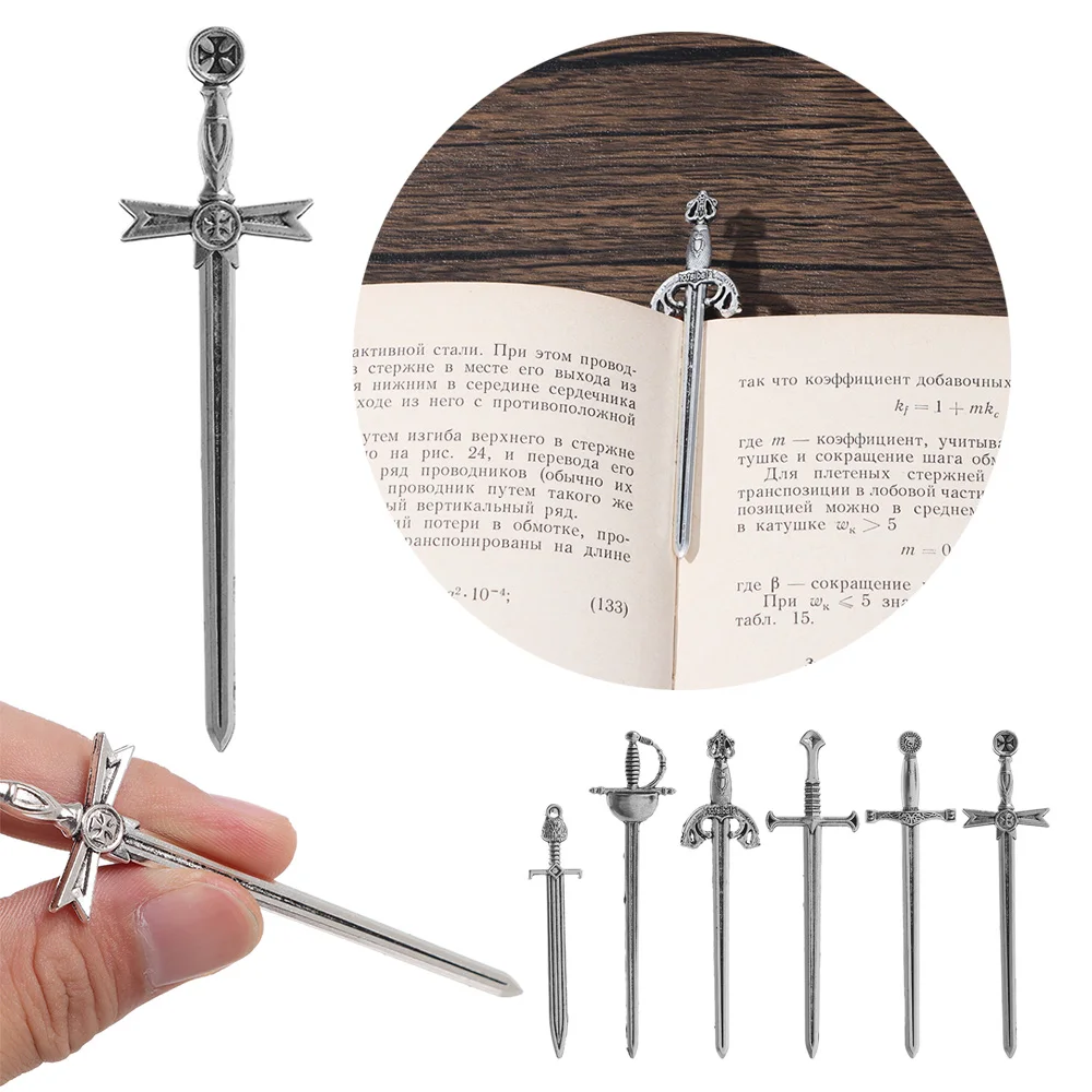 6Pcs/Set Creative Antique Swords Knife Bookmark Charms Metal Bookmarks Pendants Book Clips Reading Mark Supplies Bookmark Gift metal bookmark,bookmark page holder,bookmark holder