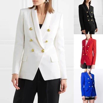 

Newest France Solid Casual Blazer Women Long Sleeve Button Slim Lady Blazer Tops Spring Autumn Double-decker Hard Outwear Blazer