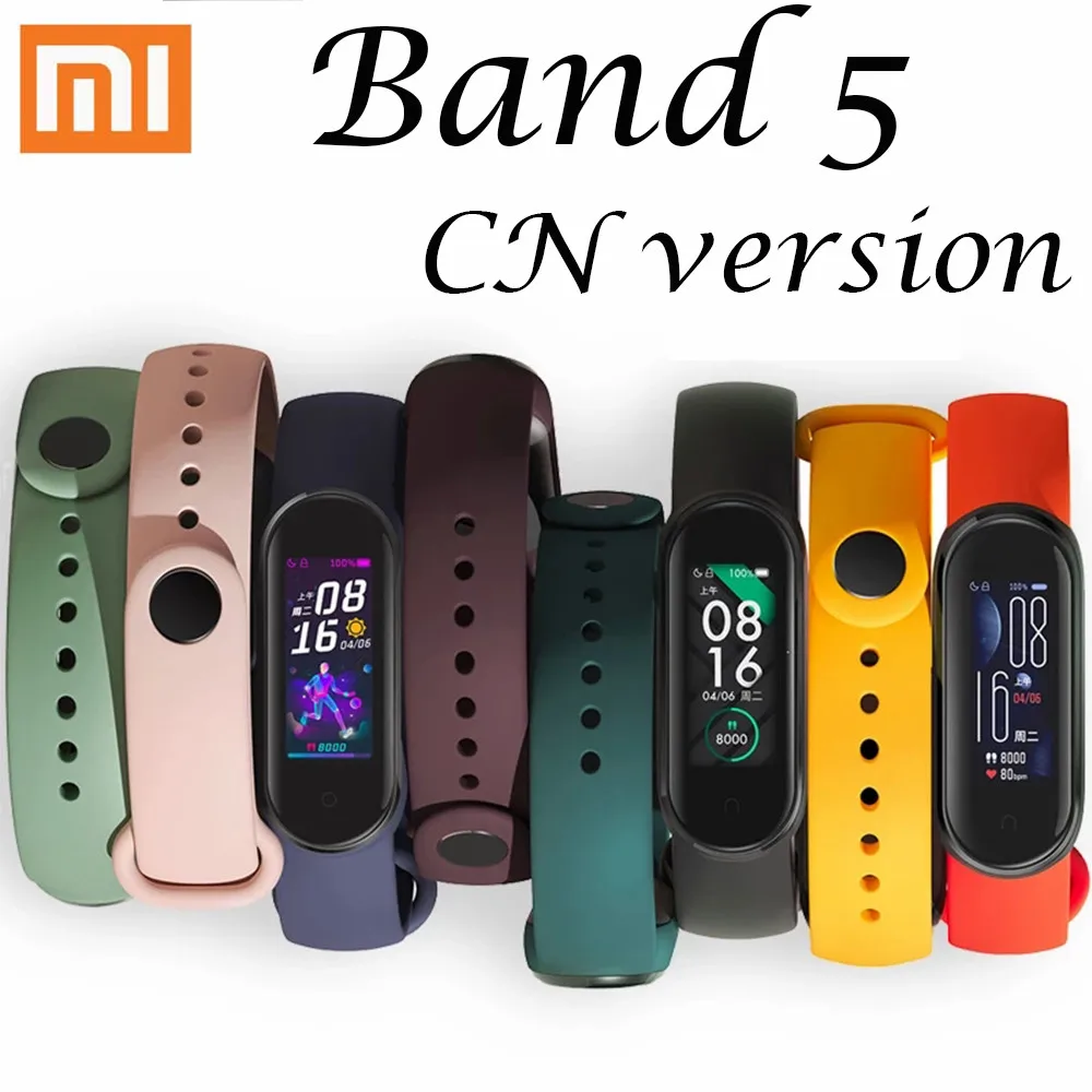 Оригинальный Смарт браслет Xiaomi Mi Band 5 с цветным дисплеем AMOLED Водонепроницаемый