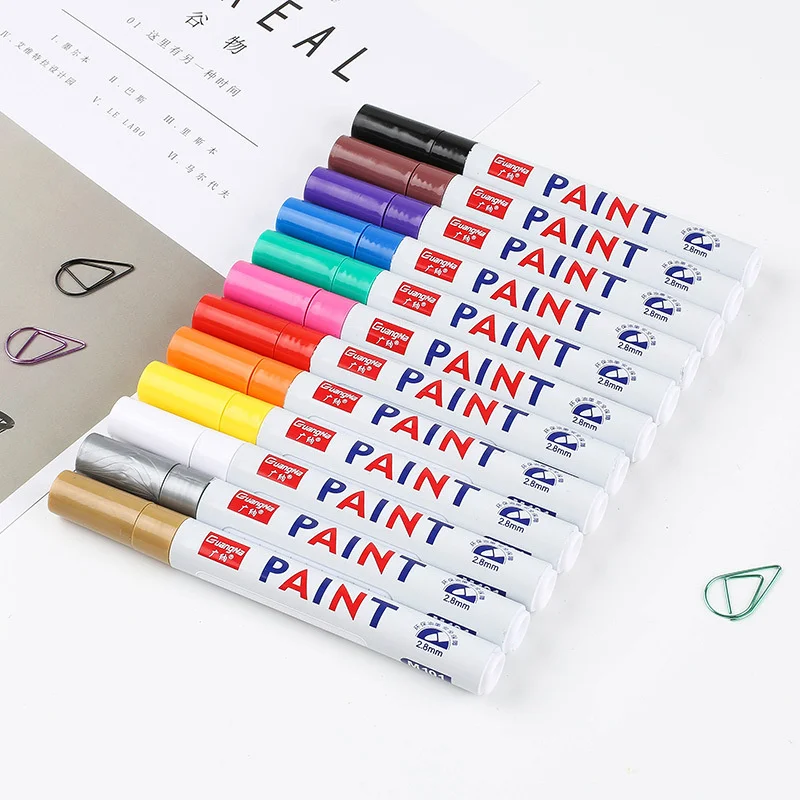 Colorful Marker Waterproof lasting White Markers tire tread rubber fabric  Paint metal face toyo Paint Marker Pen - AliExpress