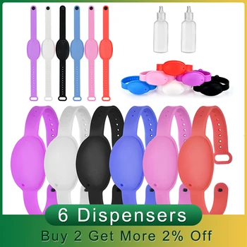 

6PCS Travel Silicone Wristband Hand Washer Dispenser For Adults Kids Portable Liquid Handwash Gel Storage Bracelet