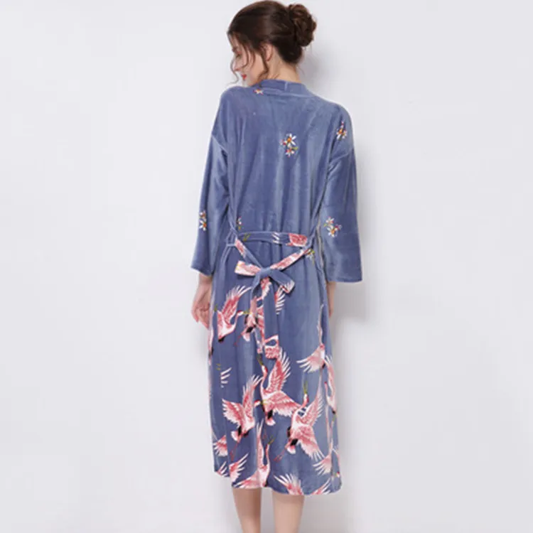 Single robe 3 Красный Модный Роскошный Золотой бархатный халат, комплекты платьев, банный халат с вышивкой+ ночная рубашка для подружек невесты, Свадебный комплект ночного белья для женщин - Цвет: Single robe 3