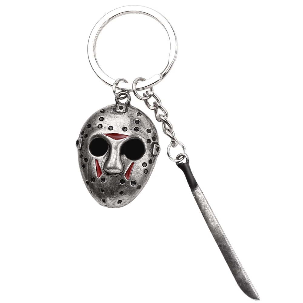 Wholesale Movie Keychains Horrible Friday the 13th Murderer Mask Dagger Pendant Key chain Metal Car Ring Gifts Jewelry | Украшения и