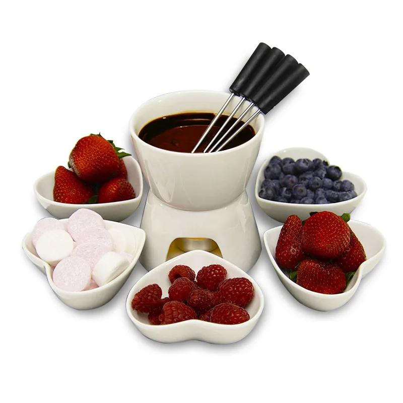 Duidelijk maken Tien De andere dag Ceramic Chocolate Fondue Set Heart Shape Heart Shaped Chocolate Fondue Set,  Round Shape Fondue, Perfect Gift For Valentines Day - Cheese Tools -  AliExpress