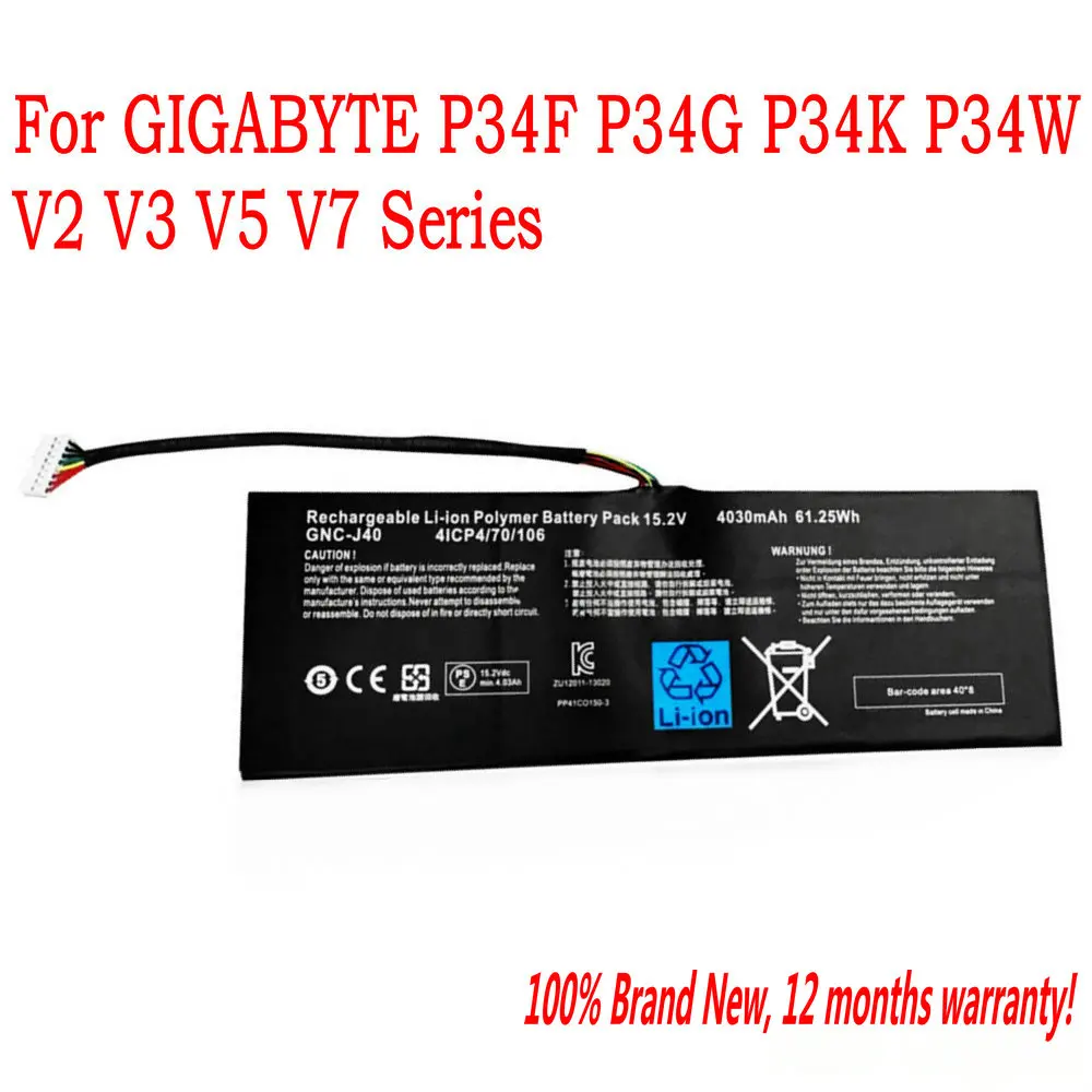 61.25WH GNC-J40 961TA013F Аккумулятор для ноутбука GIGABYTE P34F P34G P34K P34W V2 V3 V5 V7 серии | Компьютеры