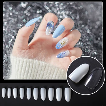 

500pcs box Oval Full Cover Fake Nail Artificial French Press on Long Ballerina Clear Natural False Coffin Nails Art Tips