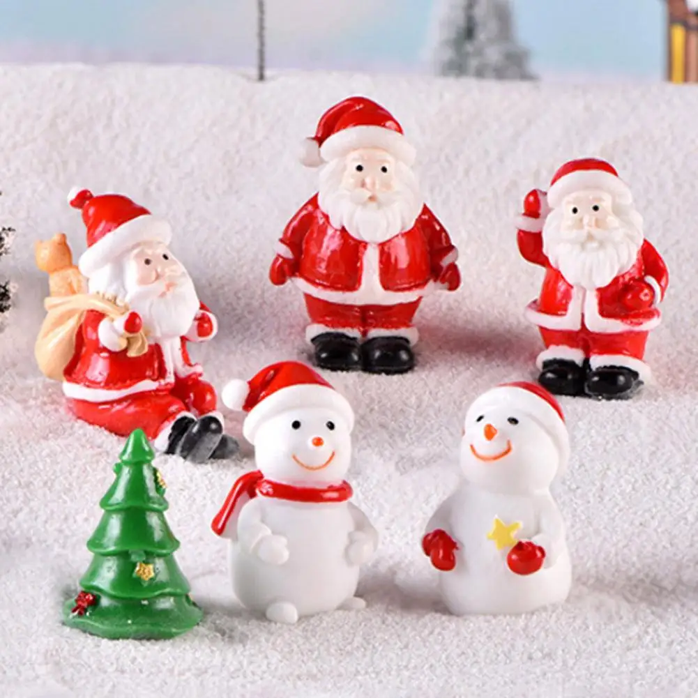 Garden Christmas Decorations Mini Santa Claus Snowman Figurine Xmas Ornament