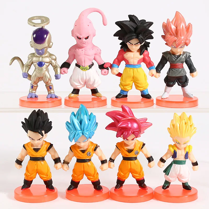 

Dragon Ball Z Super Saiyan God Son Goku Gohan Gogeta Freeza Majin Buu PVC Figures Collectible Toys 8pcs/set