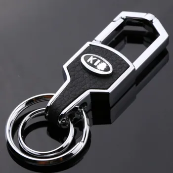 

3D Metal Car-Styling Keychain Leather Car Key Ring Car key chain Holder Housekeeper For Nissan Bmw Honda Skoda VW KIA Hyundai