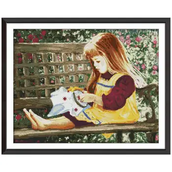 

Embroidered girl painting counted printed on the canvas 11CT 14CT DIY kit Cross Stitch embroidery needlework Sets home decor