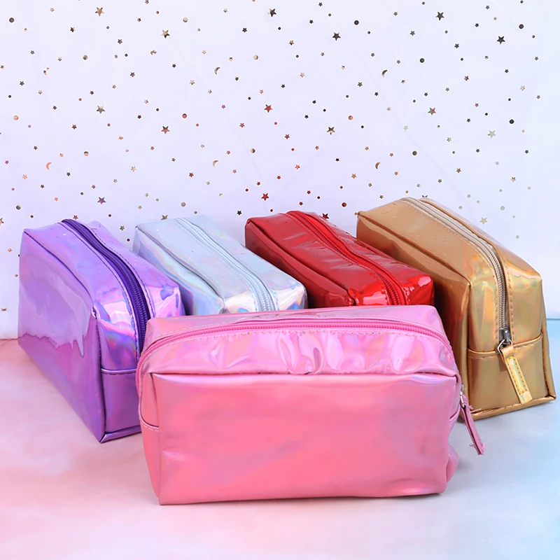 Laser Cosmetic Bag Fashion Holographic Makeup Pouch Laser Zipper Toiletry Cases Makeup Bag Pencil Case 5 Colors