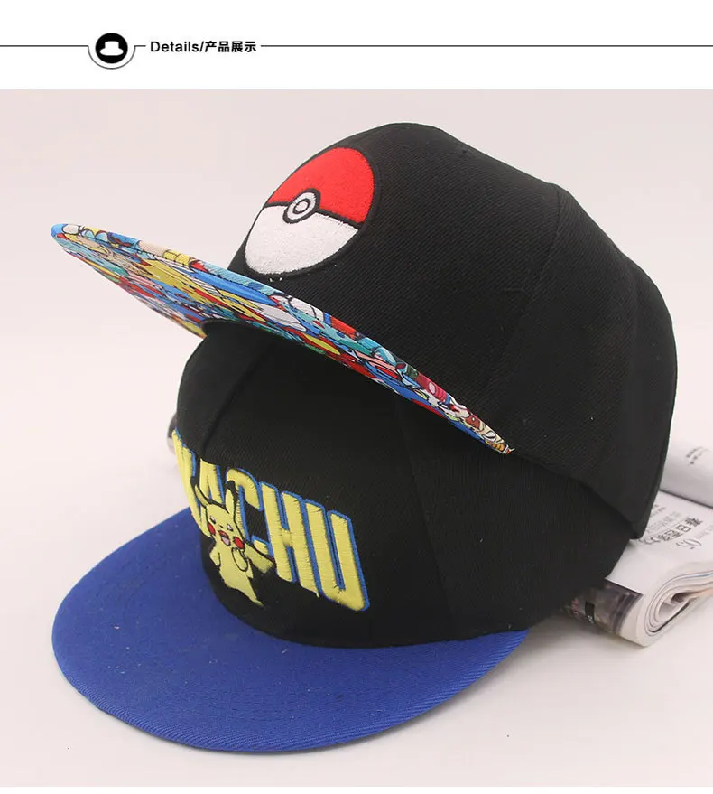 

Pokemon Go Pocket Monster Pikachu Cosplay Hat Snapback Adjustable Canvas Embroidered Baseball Cap Adult Christmas Gift