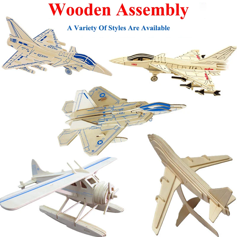Large 3D Laser Cut Burr Free Wooden Puzzle Boy Military Model DIY Assembled Airplane Fighter Model Making Toys Gift for Children 1 72 scale model diecast alloy u s navy army f14 vf 111 tomcat fighter aircraft airplane toy display collections display adult