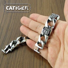 Панк 316L нержавеющая сталь Route 66 браслет США шоссе дорога Мотор Байкер Route браслеты ювелирные изделия