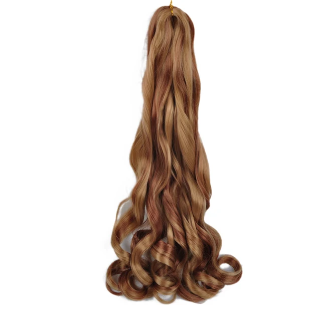 Synthetic 26 Inches Loose Wave Crochet Braids Hair Ombre Spiral Curls Pre Stretched Braiding Hair Extensions For Black Woman Natural Color