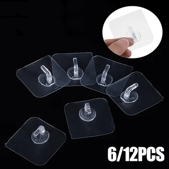 

6/12Pcs Anti Skid Hooks Wall Housekeeper Reusable Anti-skid Traceless Hooks Waterproof Hanging Hooks Adhesive Hook 6*6 cm