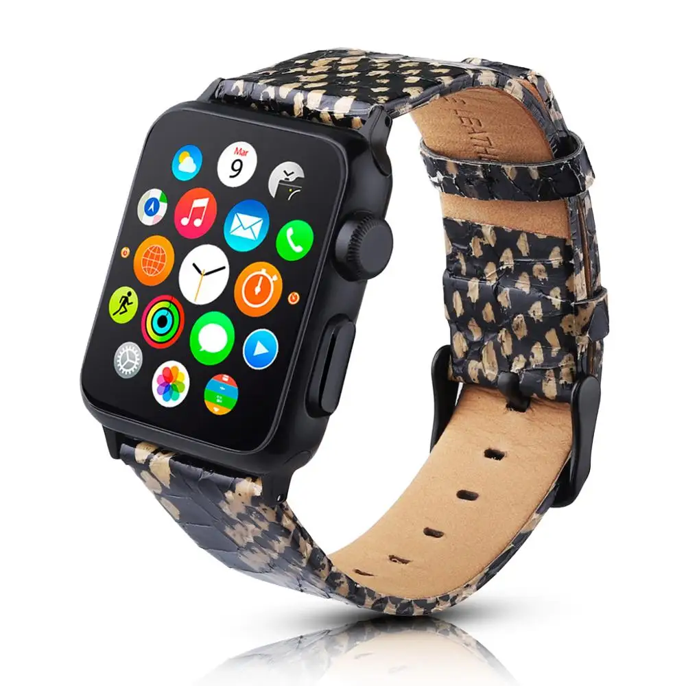 

Luxury Snake Skin Grain Style Leather Strap for Apple Watch 5 Band Series 5 4 3 2 1 Belt for iWatch Bracelet 40/44mm 38/42mm