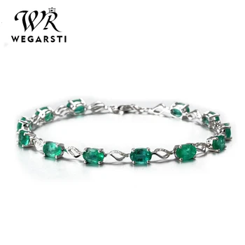 

WEGARASTI Silver 925 Jewelry Emerald Gemstone Bracelets For Women Luxury Women Emerald 925 Sterling Silver Jewellery Weddings