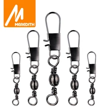 Meredith 50 adet/grup balıkçılık bağlayıcı Pin rulman haddeleme döner paslanmaz çelik Snap olta Lure mücadele aksesuar