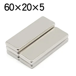 1/2/5 Pcs 60x20x5 Block NdFeB Neodymium Magnet N35 Super Powerful imanes Permanent Magnetic