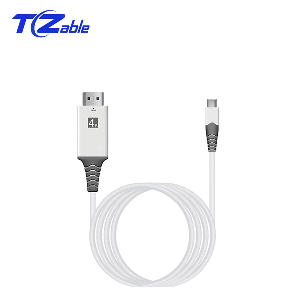 Белый Usb type-C к HDMI 3. 1 4k HD адаптер вспомогательная линия аудио адаптер type-C к HDMI штекер телефон к проектору конверсионная линия - Цвет: Белый
