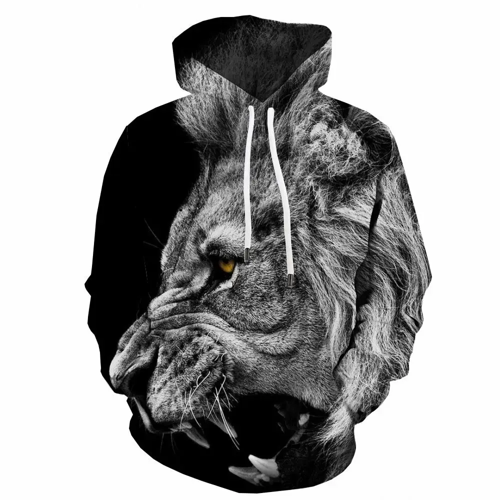 

3d Hoodies Lion Hoodie Men Animal 3d Printed Ferocious Hoodie Print Street Sweatshirt Printed Mens Clothing Funny Winter New Man